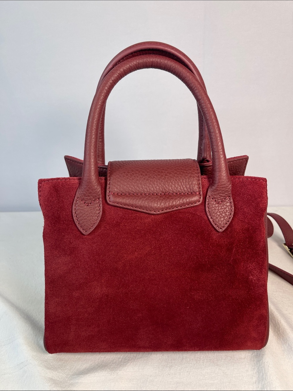 Fairfax & Favor Mini Windsor Ruby Suede Leather Handbag - Picture 4 of 13